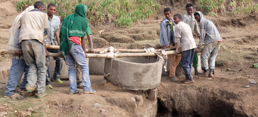 Construction of a new well, with support from Water for a Village