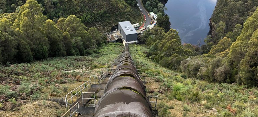 View of Wilmot Power Station from the top of the penstock