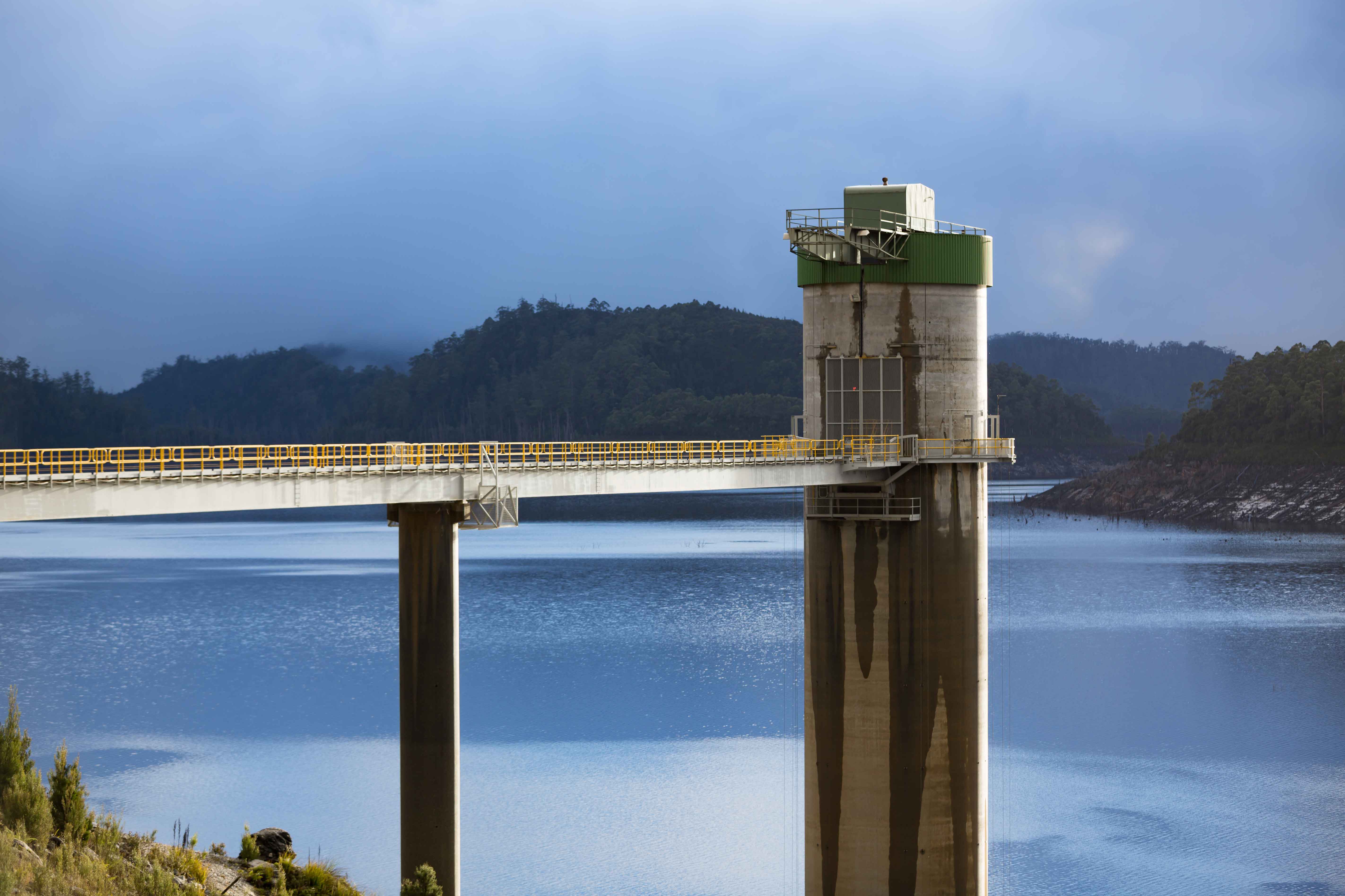 Gordon-Power-Station_The-intake-tower on Lake Gordon