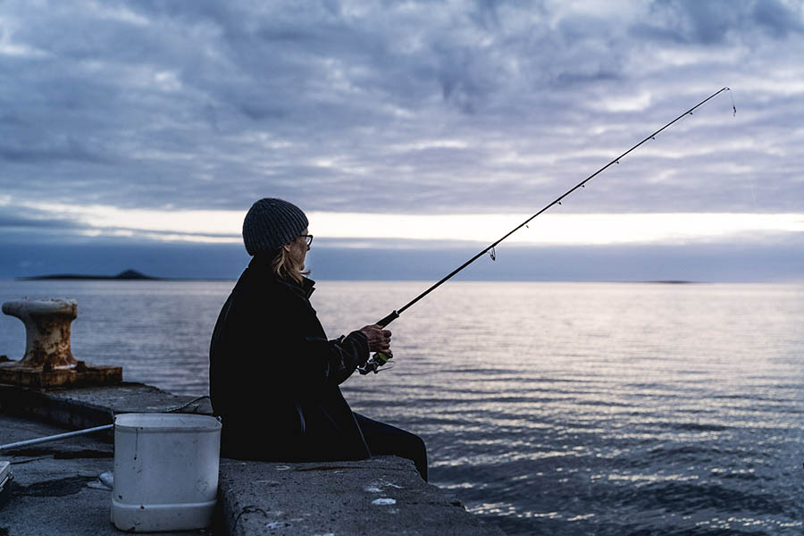Hydro Tasmania worker fishing on Flinders Island