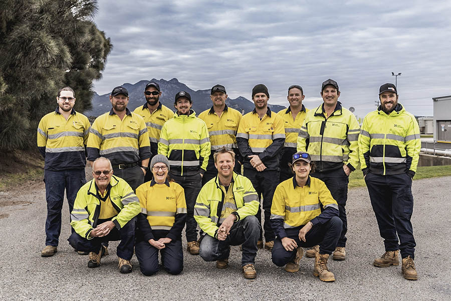 Group portrait of Hydro Tasmania workers on Flinders Island