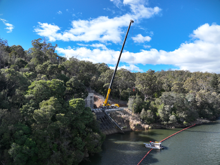 crane over the trevallyn intake