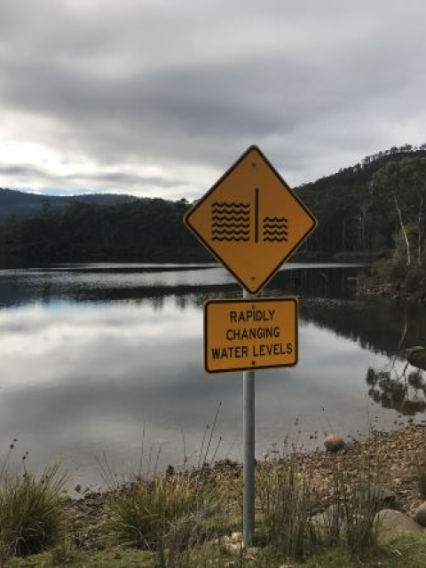 water levels warning sign