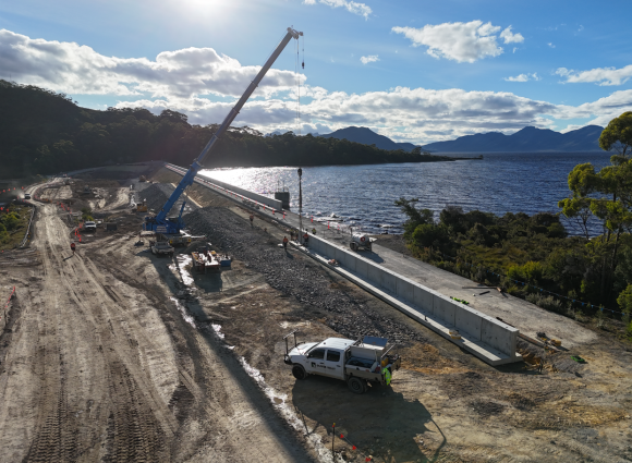 Summer day showing Edgar Dam as a construction site