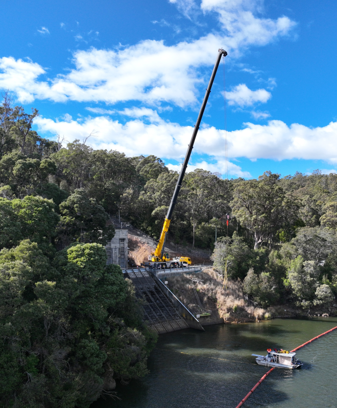 crane over the trevallyn intake