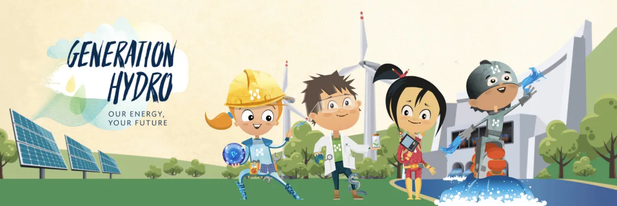 GENERATION HYDRO banner with four characters