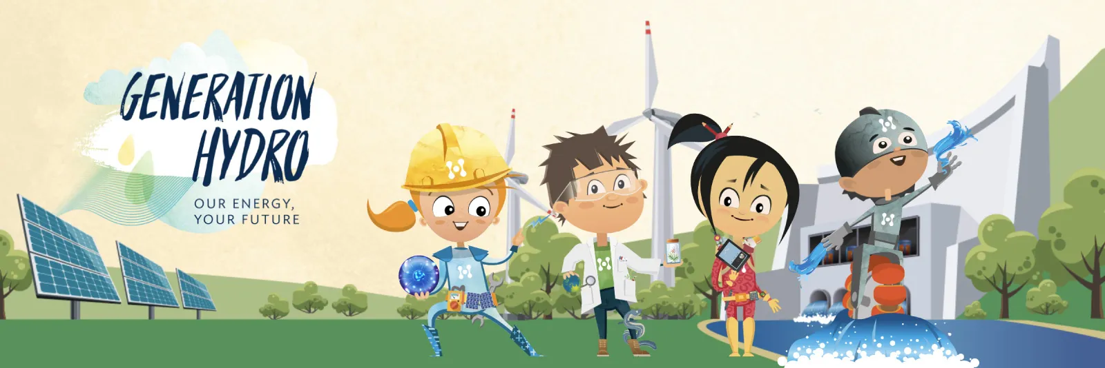 GENERATION HYDRO banner with four characters