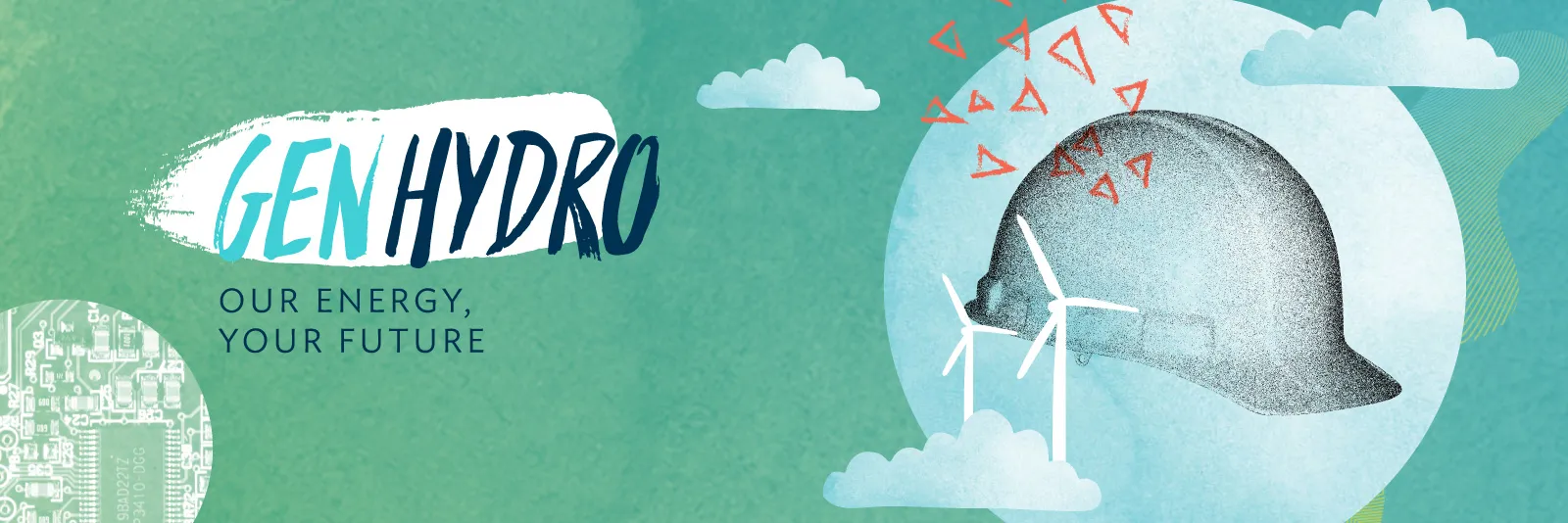 GEN HYDRO Banner with a hard hat 